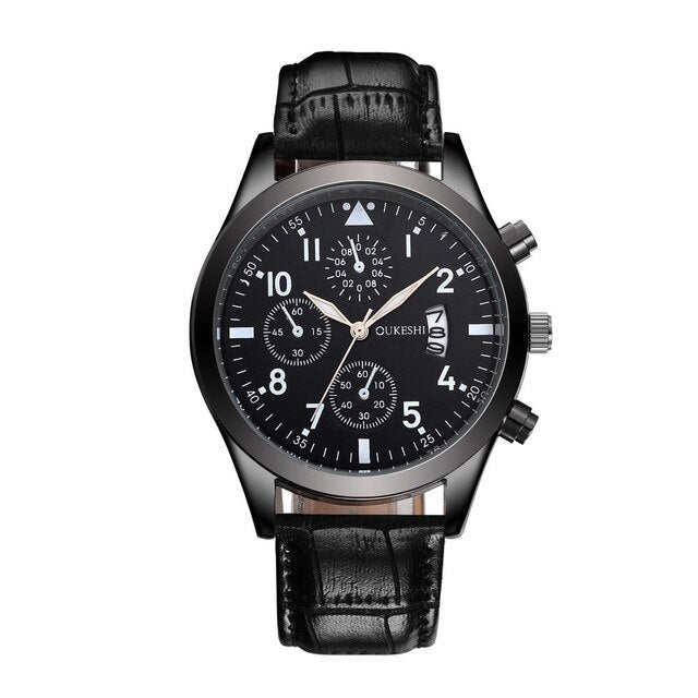 Luxury Leather Band Analog Men Watch